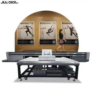 Jucolor Format besar 4 * 8ft 2513 flatbed uv printer untuk kulit dan pu dan pvc