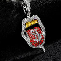 Collier en alliage avec pendentif cube multicolore en zircon cubique, chaîne maille cubaine, style hip-hop streetwear, bijou statement pour hommes et femmes, vente en gros