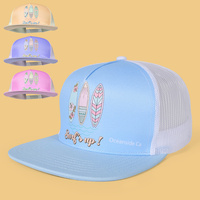 Topi Trucker Fashion Cetak Surf Kustom Terlaris Multi-Warna Jaring Bernapas Dapat Disesuaikan Snapback Liburan Pantai