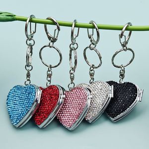 Wholesale Heart Key Chain Pocket Diamond Heart Two-sided <b>Small</b> Makeup <b>Mirror</b> - Product Image 2