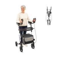 Déambulateur vertical avec support pour les avant-bras, cadre en aluminium réglable en hauteur, frein à câble, capacité de 136 kg, garantie de 3 ans