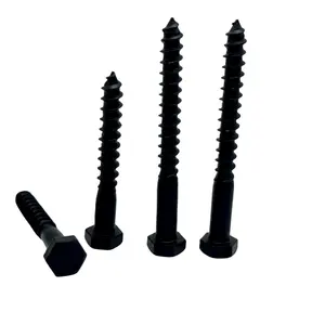 Mild steel black oxide zink plated ruspert Din571 hexagonal head threaded wood furniture screws