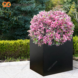 16 inch Black Galvanized Steel <b>Planter</b> Square Outdoor Indoor Heavy Duty Metal <b>Planter</b> <b>Box</b> Powder Coated for Garden Home Office E - Product Image 3
