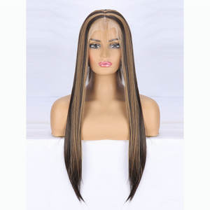 Soie Droite Piano Couleur Synthétique 13*4 Pleine Dentelle <span class=keywords><strong>Frontale</strong></span> Perruques Doux Long et Court Longueur Perruque Avec <span class=keywords><strong>Bande</strong></span> Élastique P4-27 26 Pouces - Product Image 6