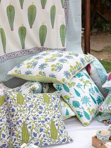 Unique Hand Block Bohemian Vintage Floral Cotton Washable Customizable Square <b>Throw</b> <b>Pillow</b> Cover Zipper 400TC Home Hotel Decor - Product Image 3