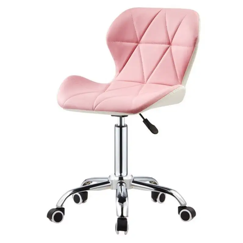 เก้าอี้สำนักงานสไตล์นอร์ดิกทันสมัย,เก้าอี้สำนักงานเก้าอี้สำนักงานแบบหมุนได้ทำจากหนังผีเสื้อใส่สบายสีชมพู