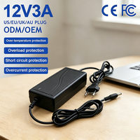 Adaptateur secteur de bureau en gros d'usine 12V 3A, alimentation 100-240V 50/60Hz 60W AC/DC 12V 3A pour bandes lumineuses LED