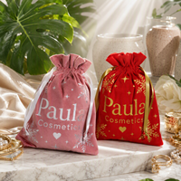 Pochette à cordon en velours épais de haute qualité avec logo, sac d'emballage en flanelle lisse pour parfums et cosmétiques