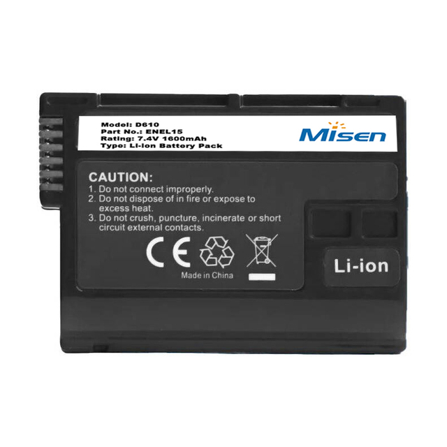 Misen Original 7.4V 1600mAh 1200mAh D610 D7000 D7100 D7200 Digital SLR D800 Lithium-ion ENEL15 Battery for Camera Video