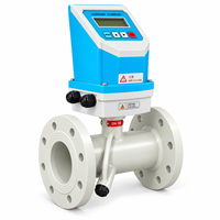 Débitmètre à ultrasons intégré en ligne DN15 DN200, type à bride, tout-en-un, avec RS485 Modbus 4-20mA pour eau et eaux usées