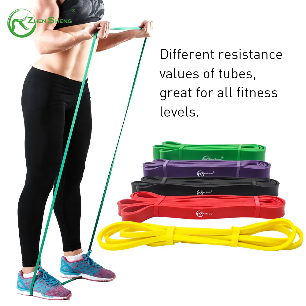 Zhensheng wholesale custom latex exercise stretch resistance bands set of 5