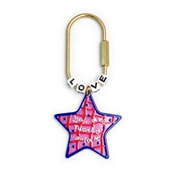 Porte-clés de luxe JS personnalisés avec lettres et perles en forme d'étoile, breloques Y2K mignonnes et colorées en métal pour clés de voiture, sacs et téléphones, vente en gros