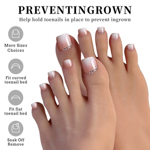 Boîte de 120 faux ongles d'orteils roses nude, courts, carrés, en ABS souple, à couverture complète, pour manucure et pédicure - Product Image 4
