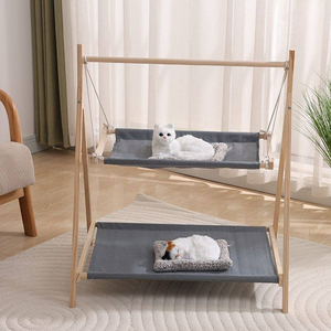 Cama Columpio Elevada para Gatos con Diseño <span class=keywords><strong>de</strong></span> Árbol <span class=keywords><strong>de</strong></span> Pino, Cojín Lavable <span class=keywords><strong>de</strong></span> Alta Resistencia, Torre <span class=keywords><strong>de</strong></span> Juego Independiente para Mascotas, Estructura Triangular Estable - Product Image 6