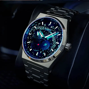 Montre mécanique automatique de luxe personnalisée pour hommes Boîtier en acier inoxydable avec cadran et pointeur lumineux Phase de lune romantique - Product Image 4