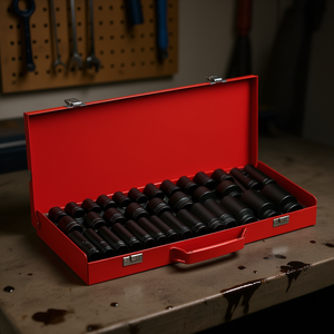 Jeu de douilles métriques à chocs profonds 35 pièces 1/2 po, 8 mm-32 mm, oxyde noir, outil de garage hexagonal de qualité industrielle - Product Image 2