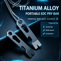 Outil multifonctionnel de poche en alliage de titane EDC : barre de levier, décapsuleur, clé hexagonale, mini-marteau portable pour l'extérieur