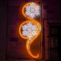 Éclairage commercial 2D à motif flocon de neige de Noël pour lampadaires, décoration extérieure de parcs et de places, affichage festif