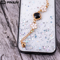 Étui de téléphone portable antichoc en TPU+PC pour 14T Pro avec design floral en strass scintillant et dragonne