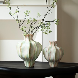 Vase <span class=keywords><strong>en</strong></span> céramique MSH de luxe, style nordique, texture segmentée colorée, pour étagère, décoration florale avec branches séchées - Product Image 5