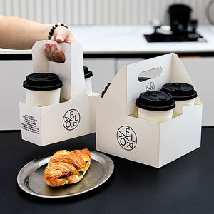 Portavasos <span class=keywords><strong>de</strong></span> café desechable corrugado portátil personalizado, bandeja ecológica <span class=keywords><strong>para</strong></span> llevar, portador <span class=keywords><strong>de</strong></span> vino <span class=keywords><strong>para</strong></span> 2/4/6 tazas - Product Image 4