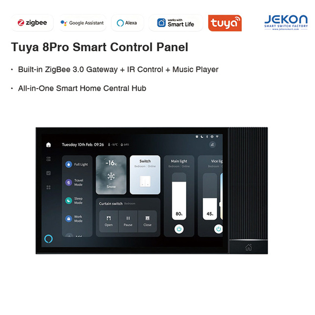 Smart Home Central Hub Tuya 8Pro Panel with Zigbee 3.0 Gateway IR Control and Music Player