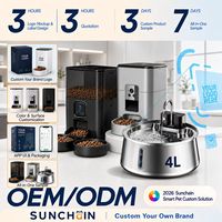 Distributeur automatique de nourriture pour chats et chiens Sunchain OEM 2L avec caméra, programmation intelligente et bols automatiques pour animaux de compagnie, modèle 2026