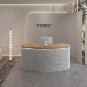 Bancone Reception Curvo per <span class=keywords><strong>Salone</strong></span> <span class=keywords><strong>con</strong></span> Illuminazione LED, Eco-Compatibile in <span class=keywords><strong>Pietra</strong></span> e MDF, Bancone Reception per <span class=keywords><strong>Salone</strong></span> di Bellezza - Product Image 6