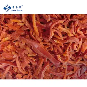 Sinocharm Halal Chứng Nhận W5-7MM Iqf Cắt Lát Ớt Đỏ Dải Giá Bán Buôn 1Kg Đông Lạnh Ớt Chuông