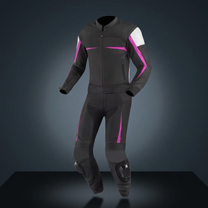 Men's White Black Leather Motorcycle Racing <b>Suit</b> <b>Full</b> <b>Body</b> Protective Gear with Blue Accents - Product Image 2