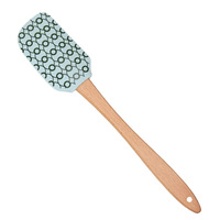 Spatule en silicone de qualité alimentaire avec manche en bois, motif géométrique, pour la pâtisserie, le mélange et le décapage des gâteaux, outil de cuisine antiadhésif