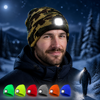 Gorro LED Recargable USB Personalizado BSCI, Gorro de Invierno Cálido con Luz LED Regulable, Gorra de Punto Iluminada para Correr, Senderismo y Camping
