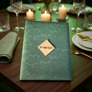 menu folder for restaurant <b>bar</b> with embroidery on pu leather material elegant designs - Product Image 1