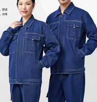 Combinaisons de travail en denim personnalisées, résistantes à l'usure, respirantes, haute visibilité, antistatiques, avec boutons de sécurité et bandes réfléchissantes