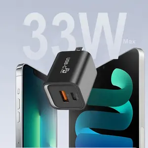 Chargeur rapide 33 watts USB-C adaptateur secteur Type C double Port USB A + C Mini 33 W PD chargeur Gan mural pour iPhone pour xiaomi pour huawei
