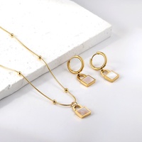 Ensemble de bijoux de mariage en acier inoxydable 2023, collier et boucles d'oreilles plaqués or 18 carats pour femmes