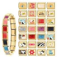 Module de breloques doré pour collier DIY, bijoux personnalisés, bague tendance, bracelet de cheville, accessoires modulaires exquis, forme quadrilatère