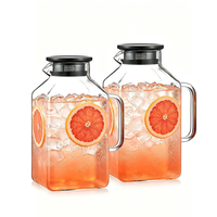 Carafe à eau en verre transparent résistant à la chaleur de forme carrée minimaliste moderne de 1 gallon avec couvercle