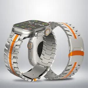 Apple için titanyum alaşımlı Metal kayış izle Ultra 49mm 9 8 7 45mm bilezik paslanmaz çelik bileklik için iWatch 6 5 4 SE bant