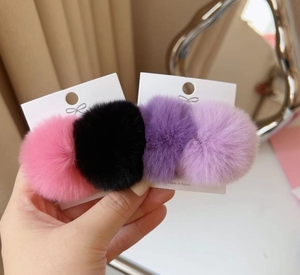 Horquillas para el pelo para niñas con pequeño pompón de piel suave y encantador, pinza de bola de conejo, pinzas para el pelo, accesorios para el cabello para niños - Product Image 6