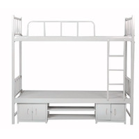 Double Decker Twin Full Size Metal Bunk Bed with Cabinets for Student