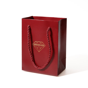 Jewelry Paper Bag <b>Red</b> With Gold Diamond Print Rectangle Shape For Jewelry Packaging <b>Gift</b> <b>Box</b> Set - Product Image 5