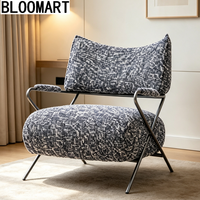 Fauteuil d'appoint en cuir véritable, structure en acier inoxydable, chaise de salon rembourrée pour hôtel, salon