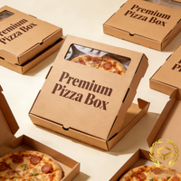Lebensmittelechte Pizzakartons im Großhandel, Takeout-Qualität, Anpassbare Faltbare Kraftkarton-Lebensmittelverpackungen für Pizza