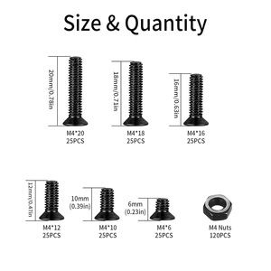 <b>M4</b> Flathead Machine Screws And Nuts 270Pcs Black Countersunk Phillips Head <b>Bolts</b> Hex Nuts For Metal Furniture - Product Image 5
