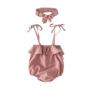 Suspensório de verão roupas de bebê menina recém-nascida body macacão