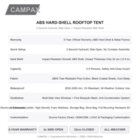 Tenda Atap CAMPAX Berbahan Aluminium Alloy Kelas Penerbangan, Cangkang Keras, 2-4 Orang, Empat Musim, Dua Lapis, Satu Kamar Tidur, Pemasangan Cepat Otomatis