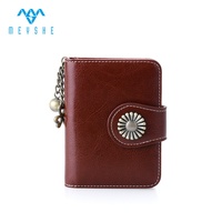 Dompet Kartu Bisnis Kulit Asli RFID yang Praktis dengan Rumbai, Pola Logo Timbul, Gaya Vintage, dan Penutup Kancing
