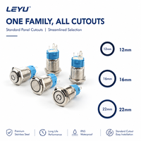 Interrupteur à bouton-poussoir momentané 12 mm, étanche IP67, en métal acier inoxydable, éclairé par LED, 1NO1NC, à réinitialisation, interrupteur d'alimentation autobloquant