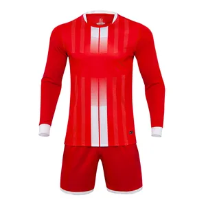 Maillots de football avec logo imprimé sur mesure noir maillot rouge vêtements de sport 100% polyester impression numérique adultes pour hommes ensembles de football enfant